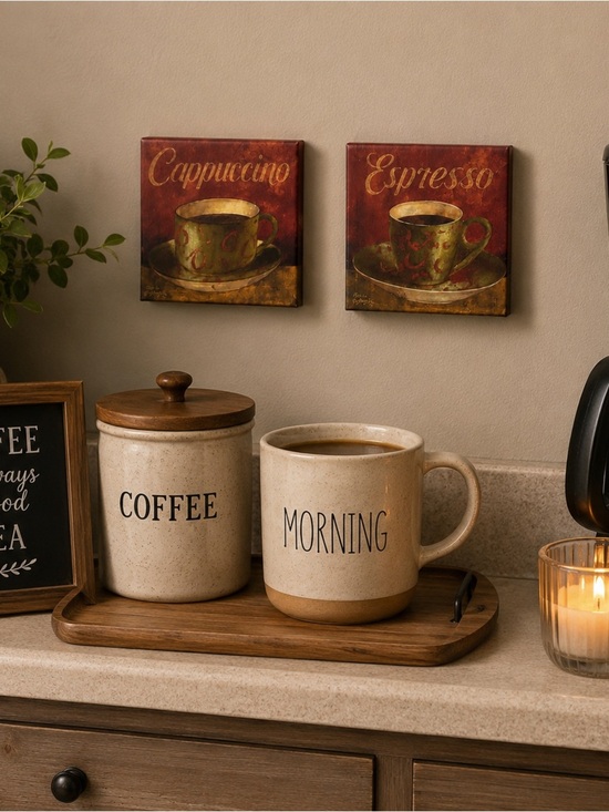 Other - Coffee Bar Wall Art Set | Espresso & Cappuccino Café Kitchen Decor Dining Accent